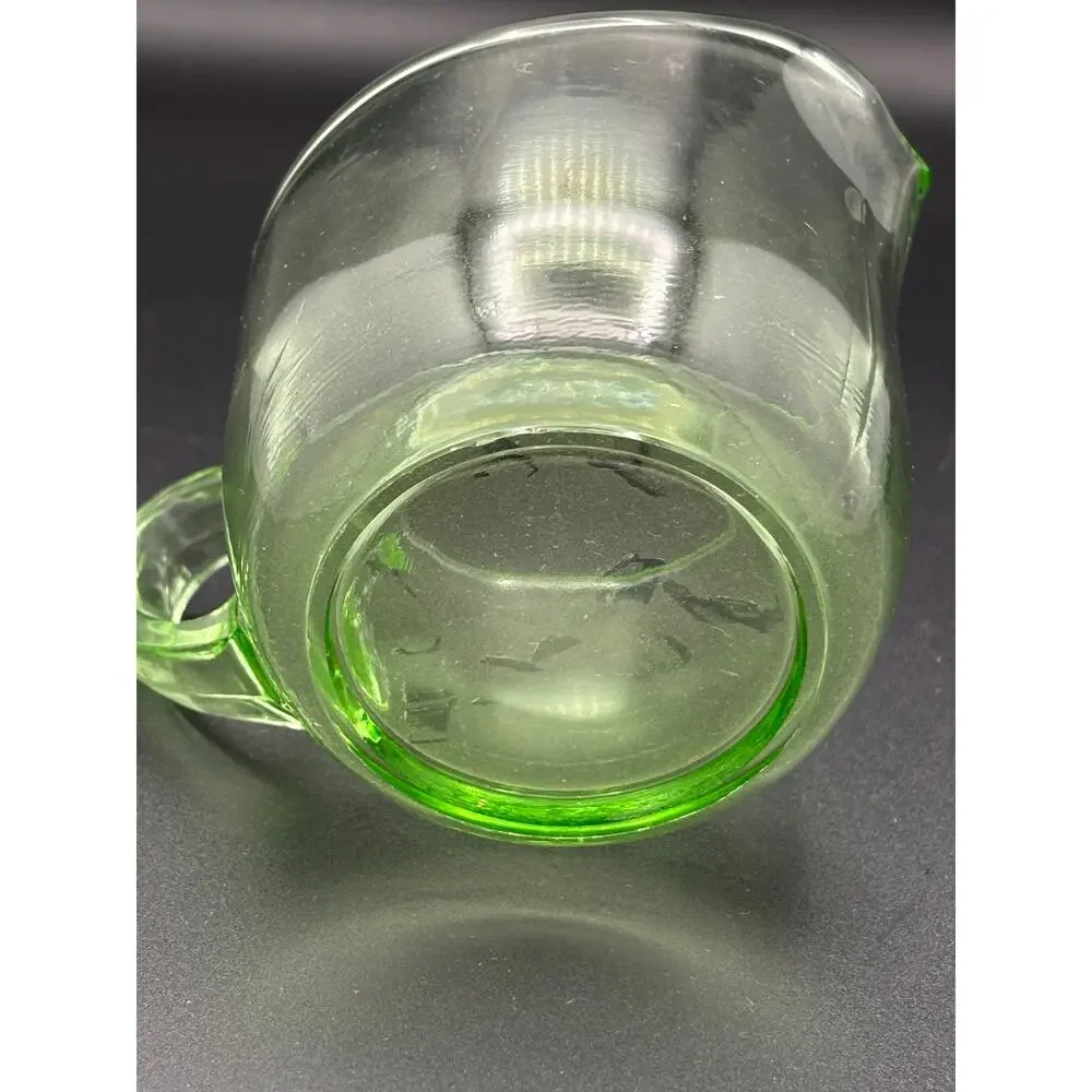 Vintage 1930s Green Depression Glass Uranium Vaseline Creamer